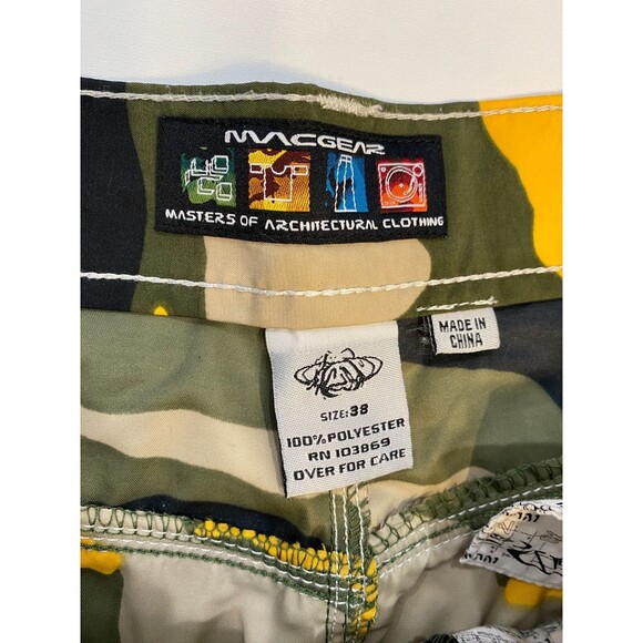 VTG MacGear Pants Men's Size 38 Green Yellow Camo Cargo Baggy Y2K Rave Skater - Picture 6 of 14